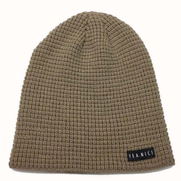 Yea.Nice Beanie Soft Acrylic Tan Waffle Weave Beanie Hat Cap - Picture 1 of 3